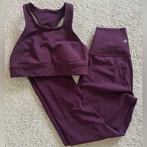 Lululemon Wunder Under Cropped Legging and Pace Perfect Bra